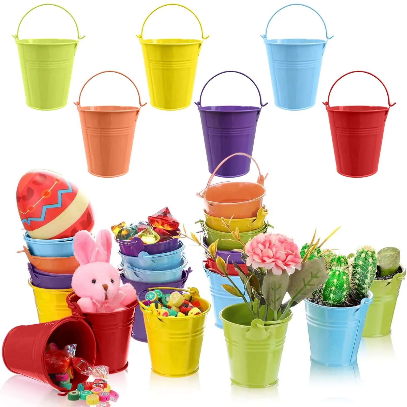Desktop Organizer Bamboo - 10/20Pcs Mixed Mini Metal Iron Buckets