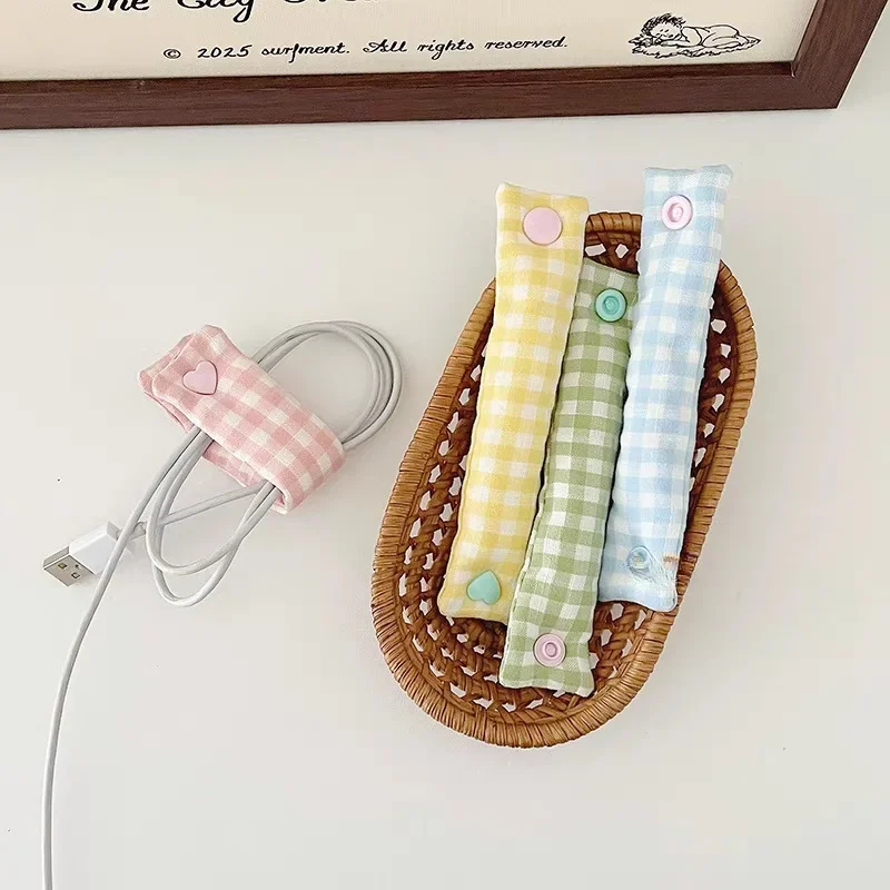 Home Office Call Center - 1PC Plaid Phone Cable Organizer INS