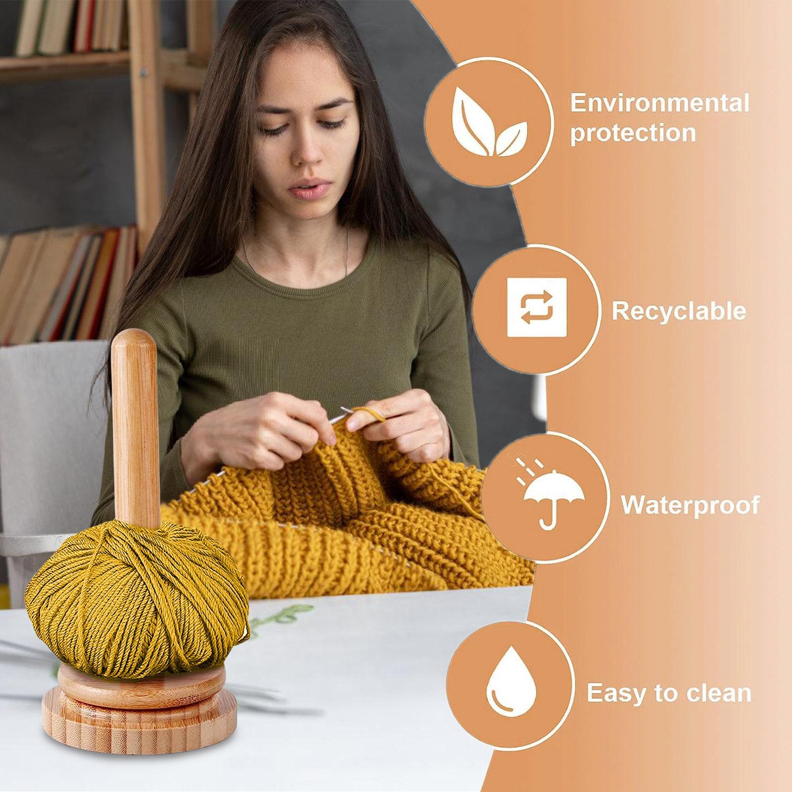 Desktop Organizer Bamboo - Knitting Yarn Holder Rotating Wood Spool