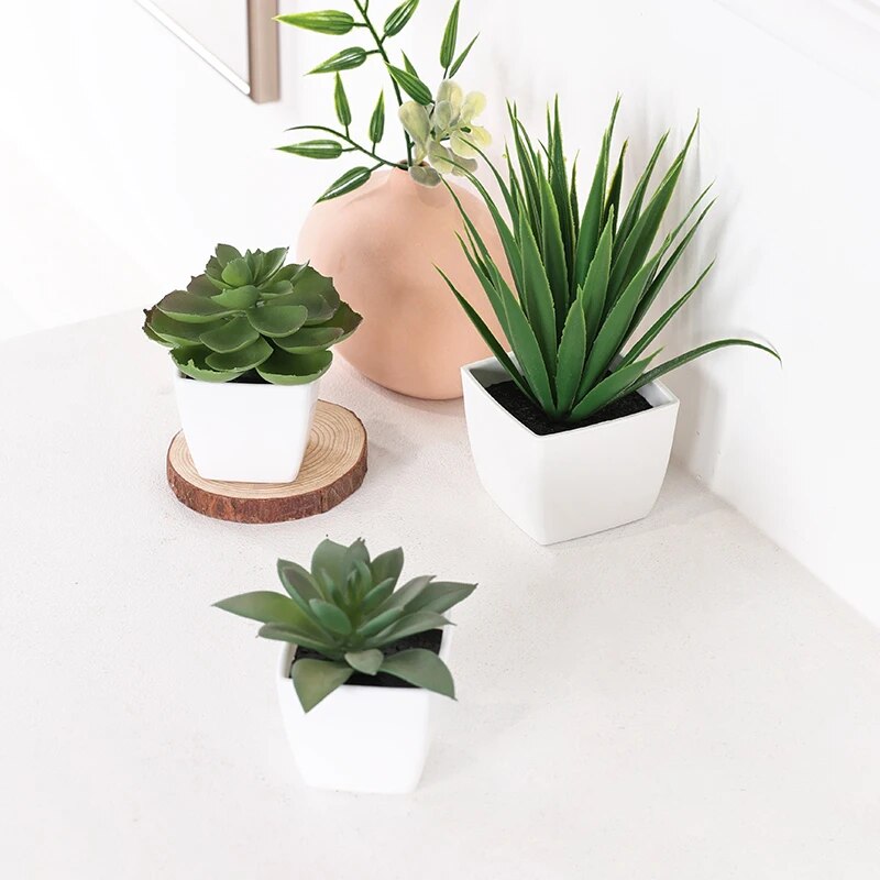 Home Office Word - 3PCS Artificial Evergreen Plant Bonsai, Suitable
