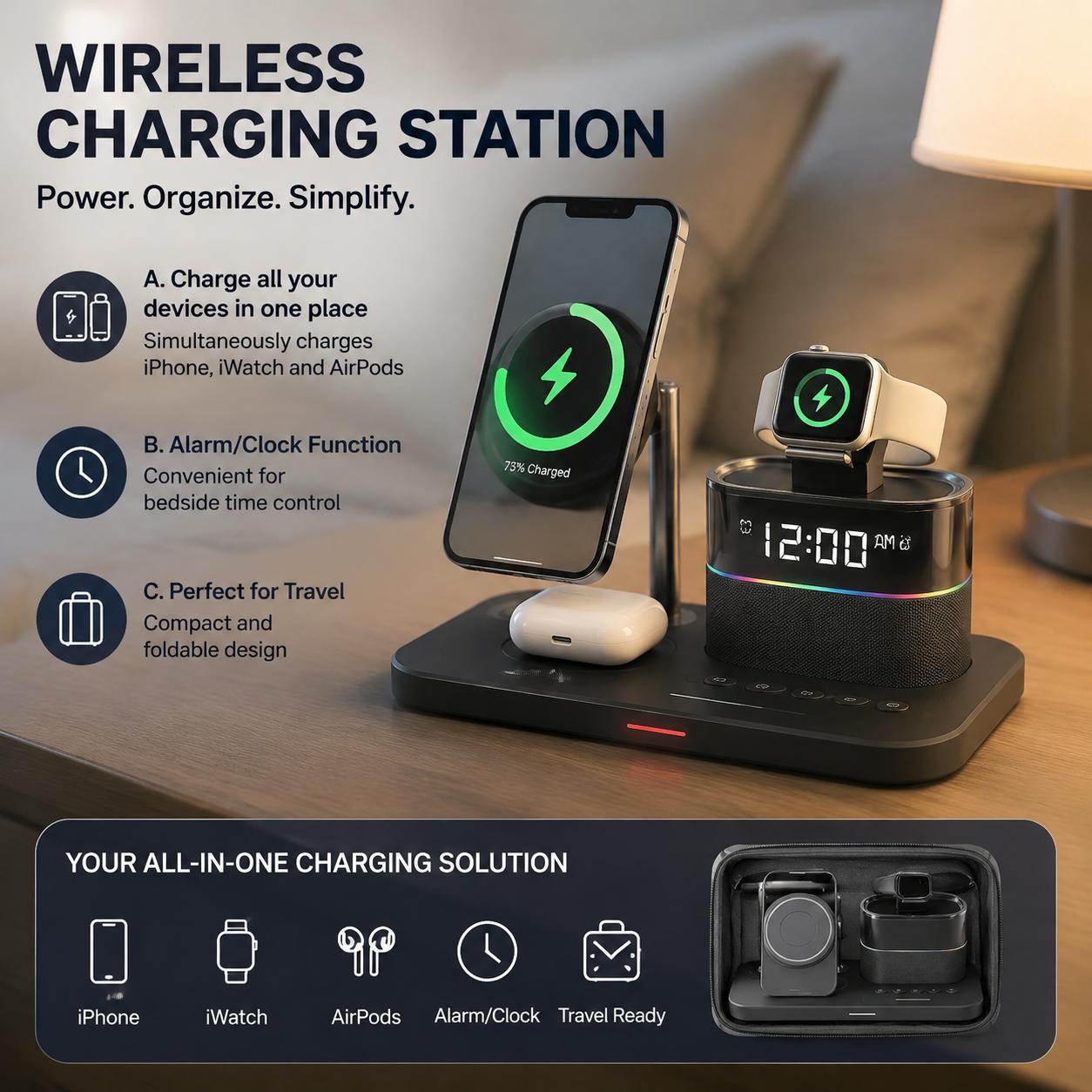 Magnetic Wireless Charging Sta - Home Office Call Center ulasan dan harga