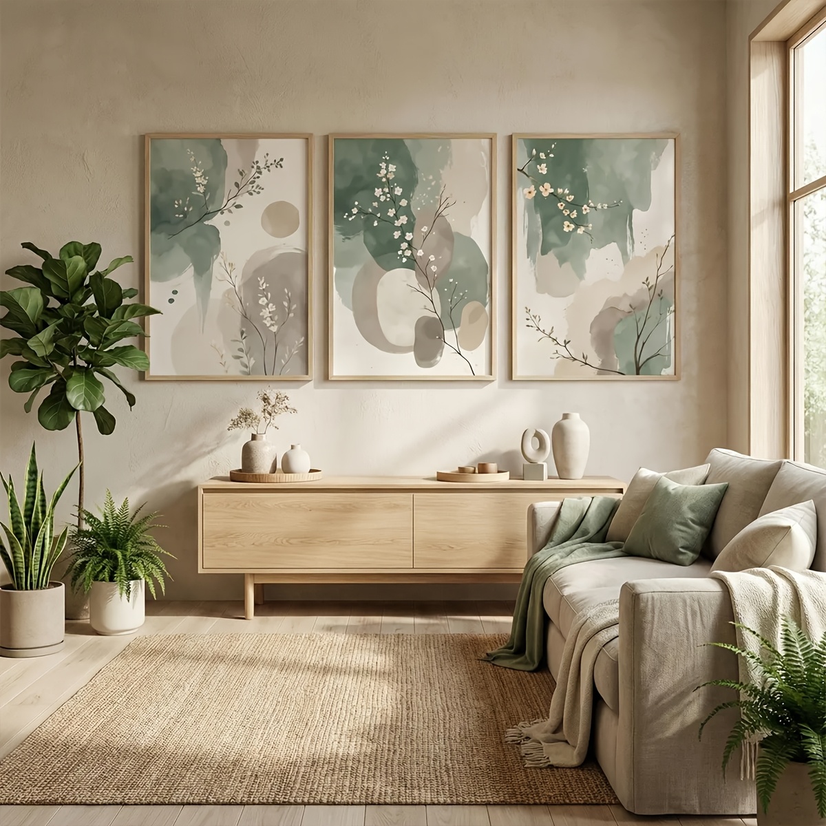 3pcs Japanese-Style Plant Canv - Home Office Word ulasan dan harga