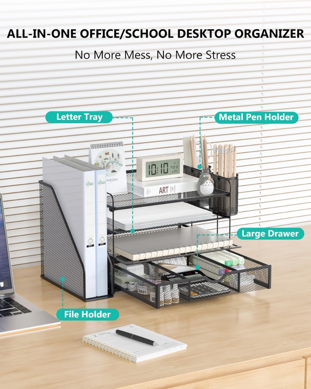 4-Tier Desktop File Organizer  - Home Office Desk With Drawers ulasan dan harga