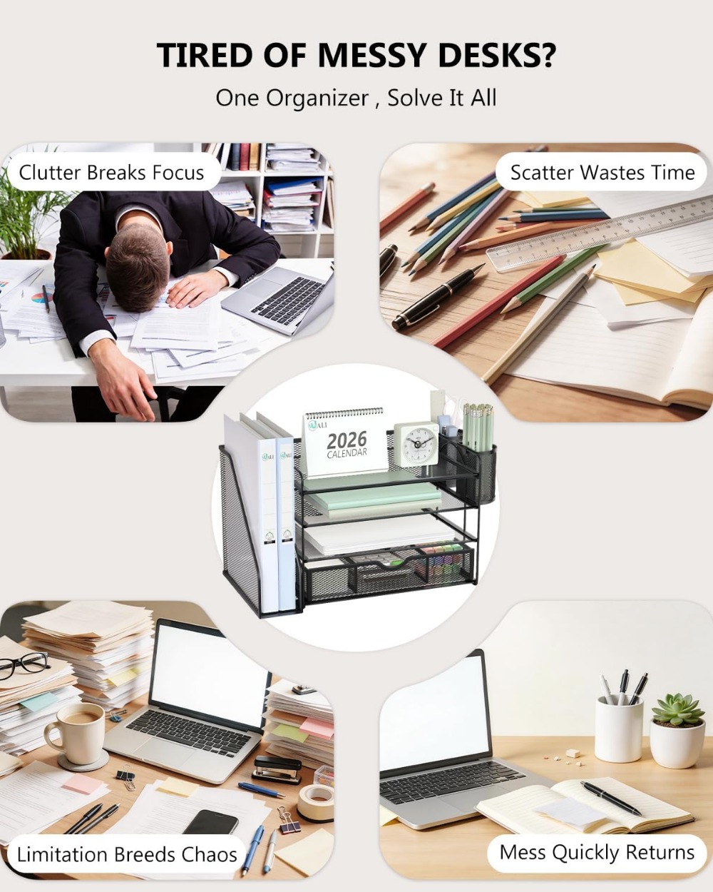 4-Tier Desktop File Organizer  - Home Office Desk With Drawers ulasan dan harga