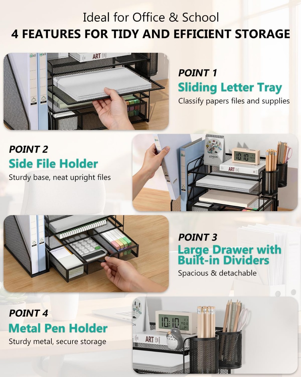 4-Tier Desktop File Organizer  - Home Office Desk With Drawers ulasan dan harga