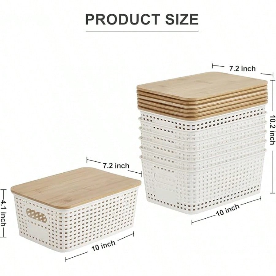 6 Pack Stackable Storage Bins  - Desktop Organizer Bamboo ulasan dan harga
