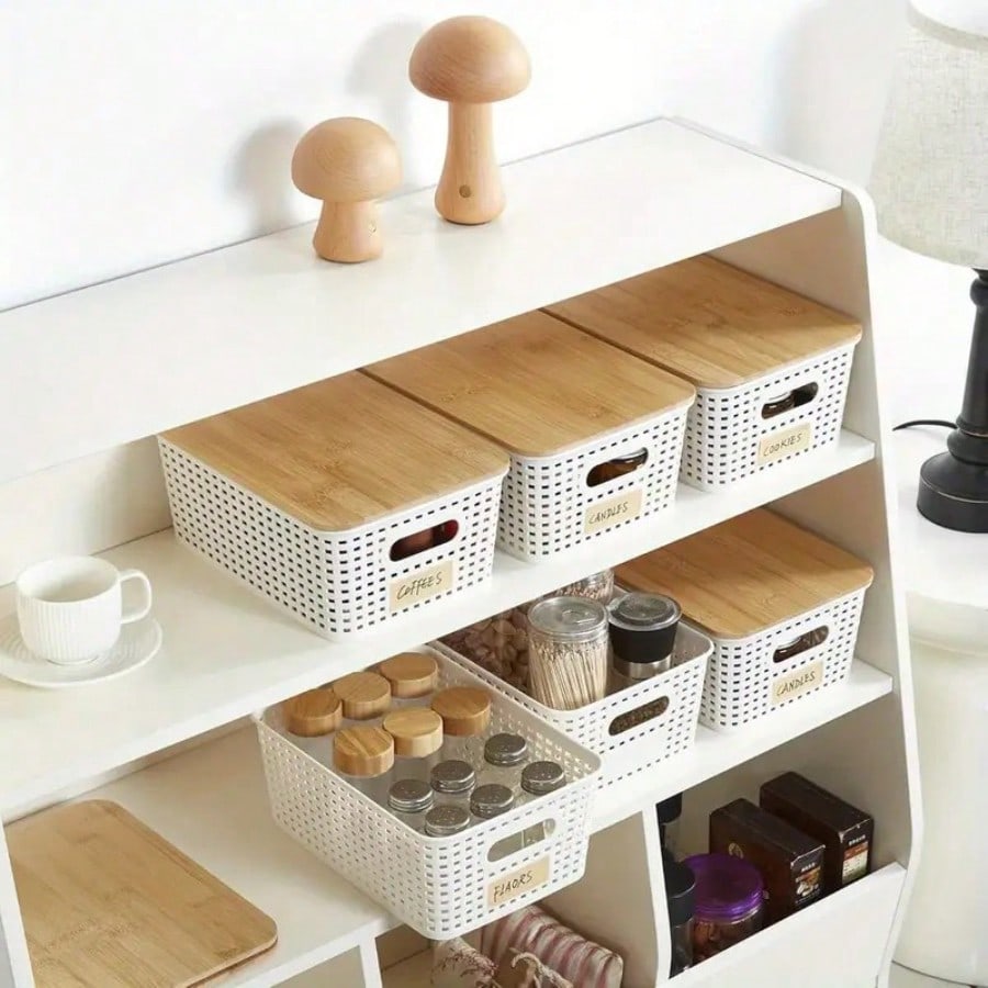 6 Pack Stackable Storage Bins  - Desktop Organizer Bamboo ulasan dan harga