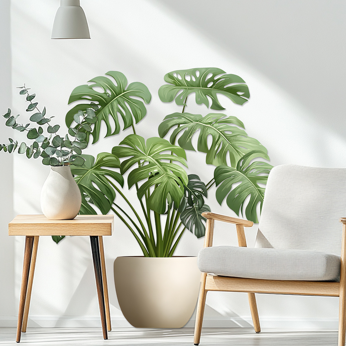 3D Sticker Green Plant Pot Wal - Home Office Wallpaper ulasan dan harga