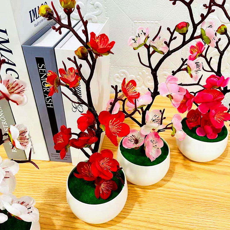 Simulation Plum Flower Pot Pla - Home Office Word ulasan dan harga
