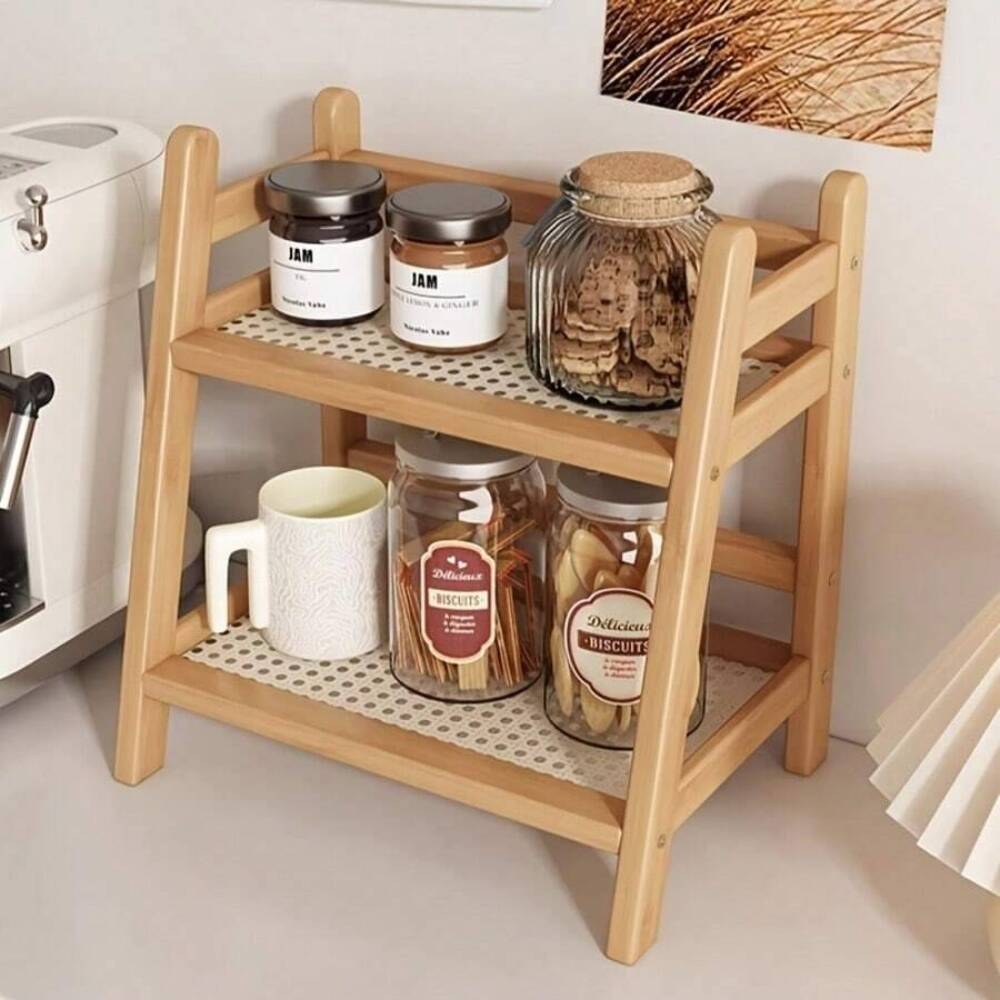 2-Tier Bamboo Countertop Stora - Desktop Organizer Bamboo ulasan dan harga
