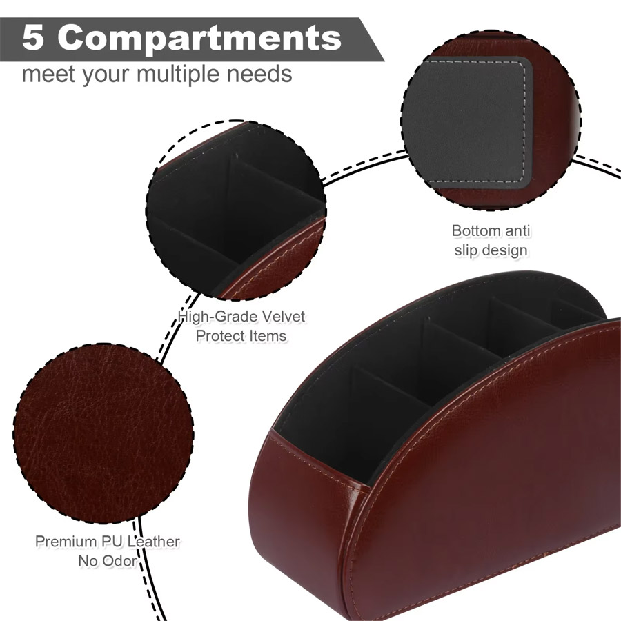 1Pc 5 Grid PU Leather Desktop  - Home Office Jobs ulasan dan harga