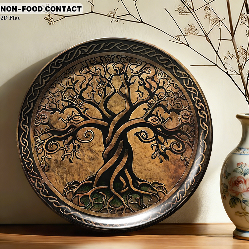 1pc Round Ceramic Wall Plate w - Home Office Contact ulasan dan harga