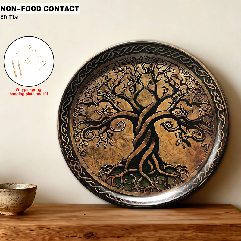 1pc Round Ceramic Wall Plate w - Home Office Contact ulasan dan harga