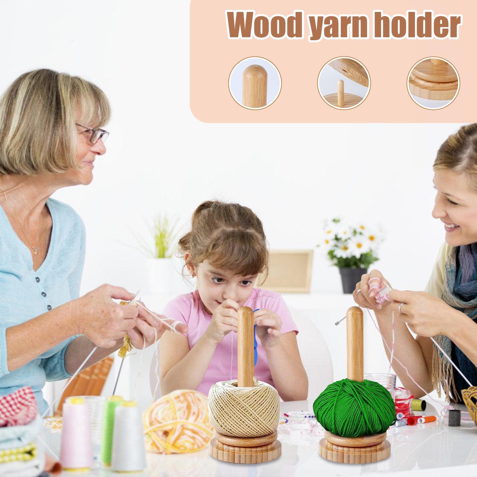 Knitting Yarn Holder Rotating  - Desktop Organizer Bamboo ulasan dan harga