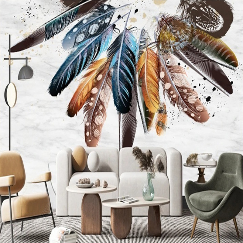 Custom Wallpaper Modern 3D Fea - Home Office Wallpaper ulasan dan harga