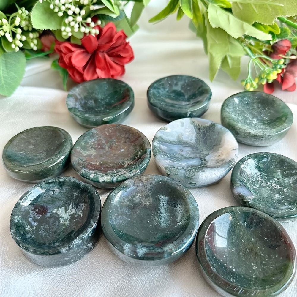 Natural Moss Agate Bowl Suitab - Home Office Contact ulasan dan harga