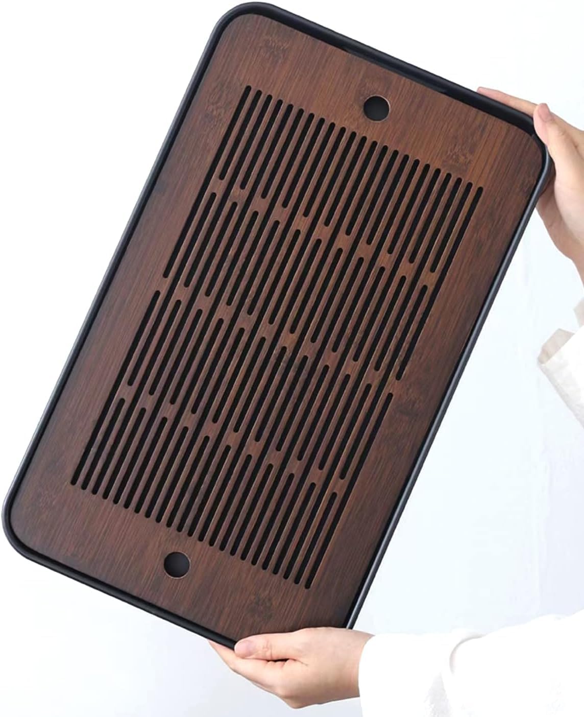 Natural Bamboo Tea Tray with H - Desktop Organizer Bamboo ulasan dan harga