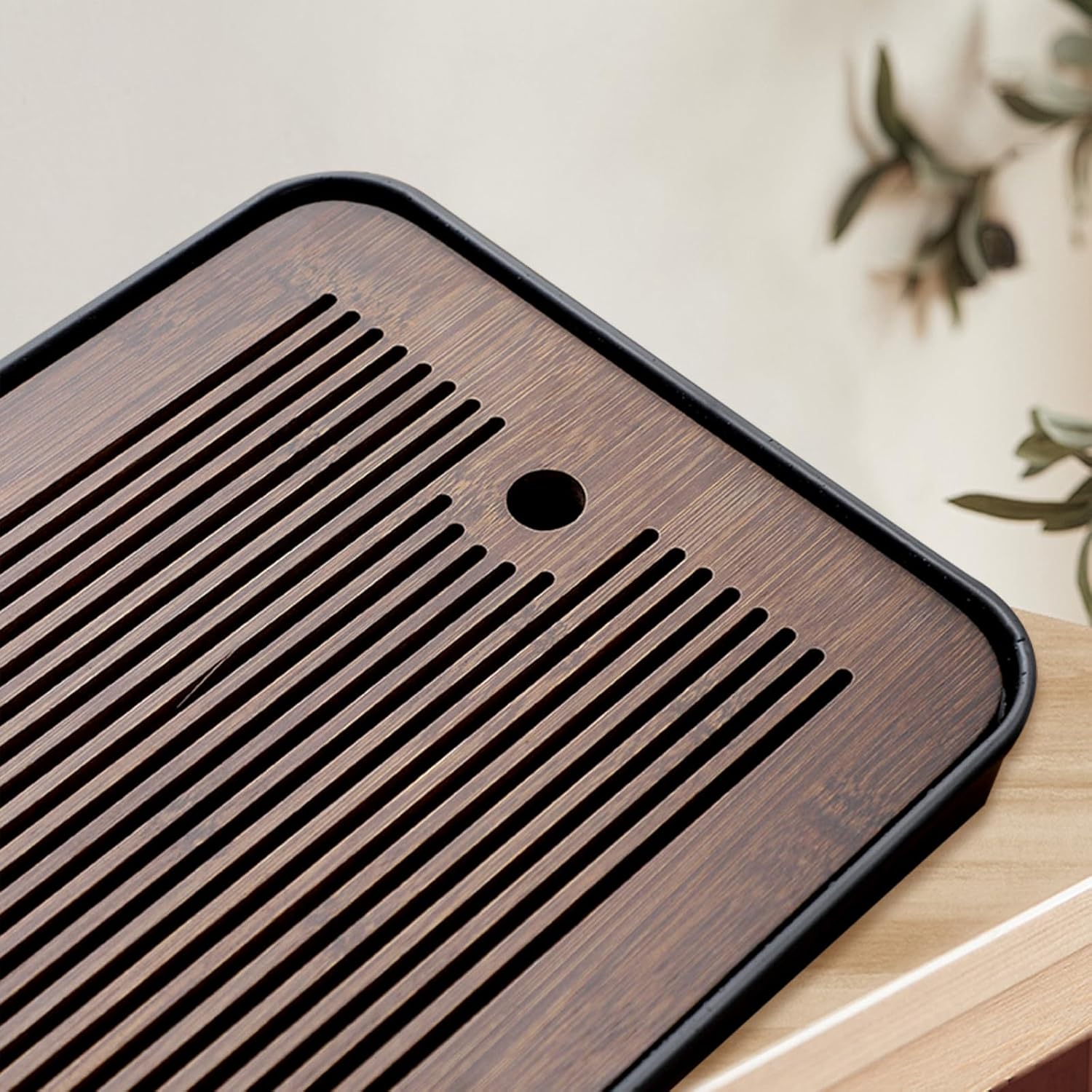 Natural Bamboo Tea Tray with H - Desktop Organizer Bamboo ulasan dan harga