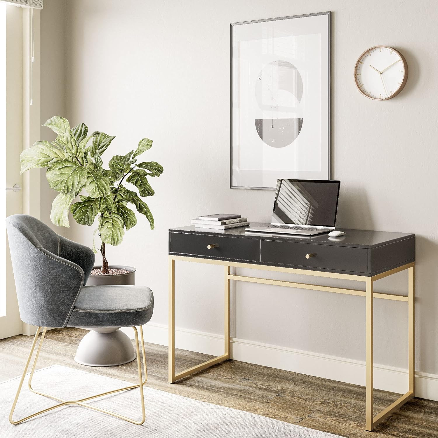 42 Inch Makeup Vanity or Home  - Home Office Desk With Drawers ulasan dan harga
