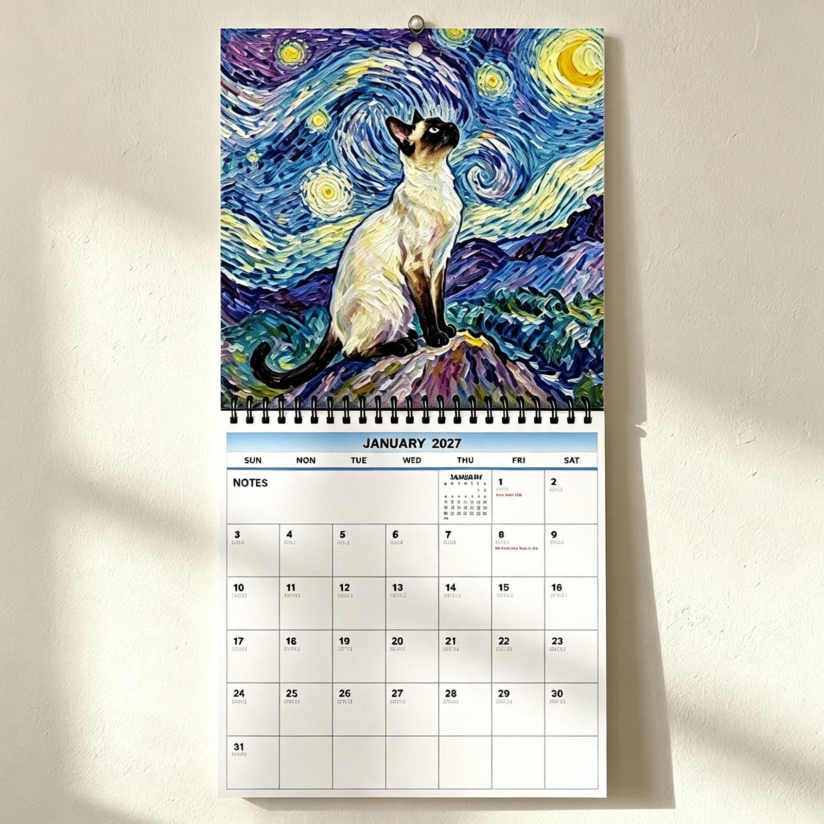 2027 Wall Calendar Cat Starlig - Home Office Wallpaper ulasan dan harga