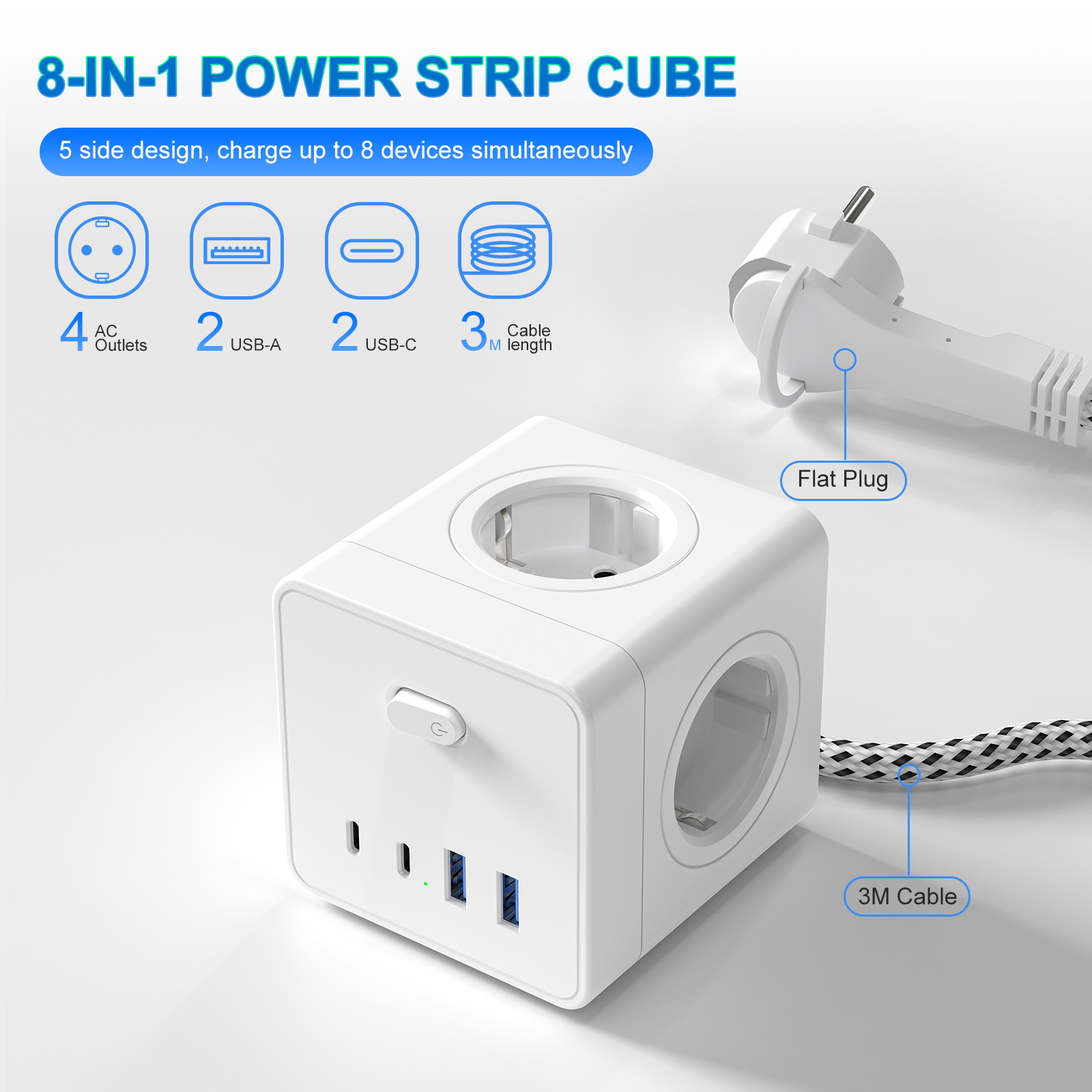 HITRENDS 8-in-1 Cube Socket, 3 - Power Strip Desk ulasan dan harga