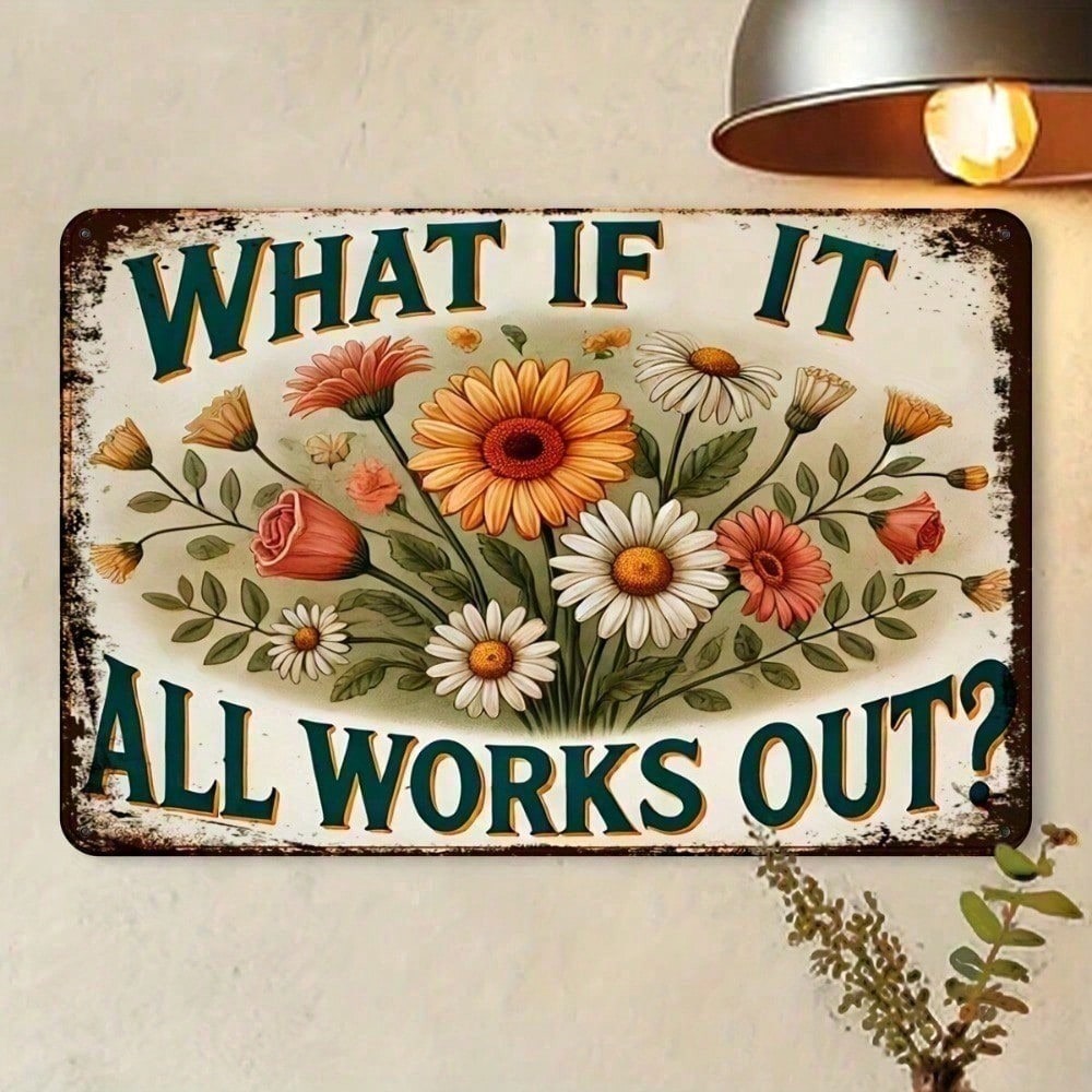 Vintage Floral Metal Tin Sign  - Home Office What Is It ulasan dan harga