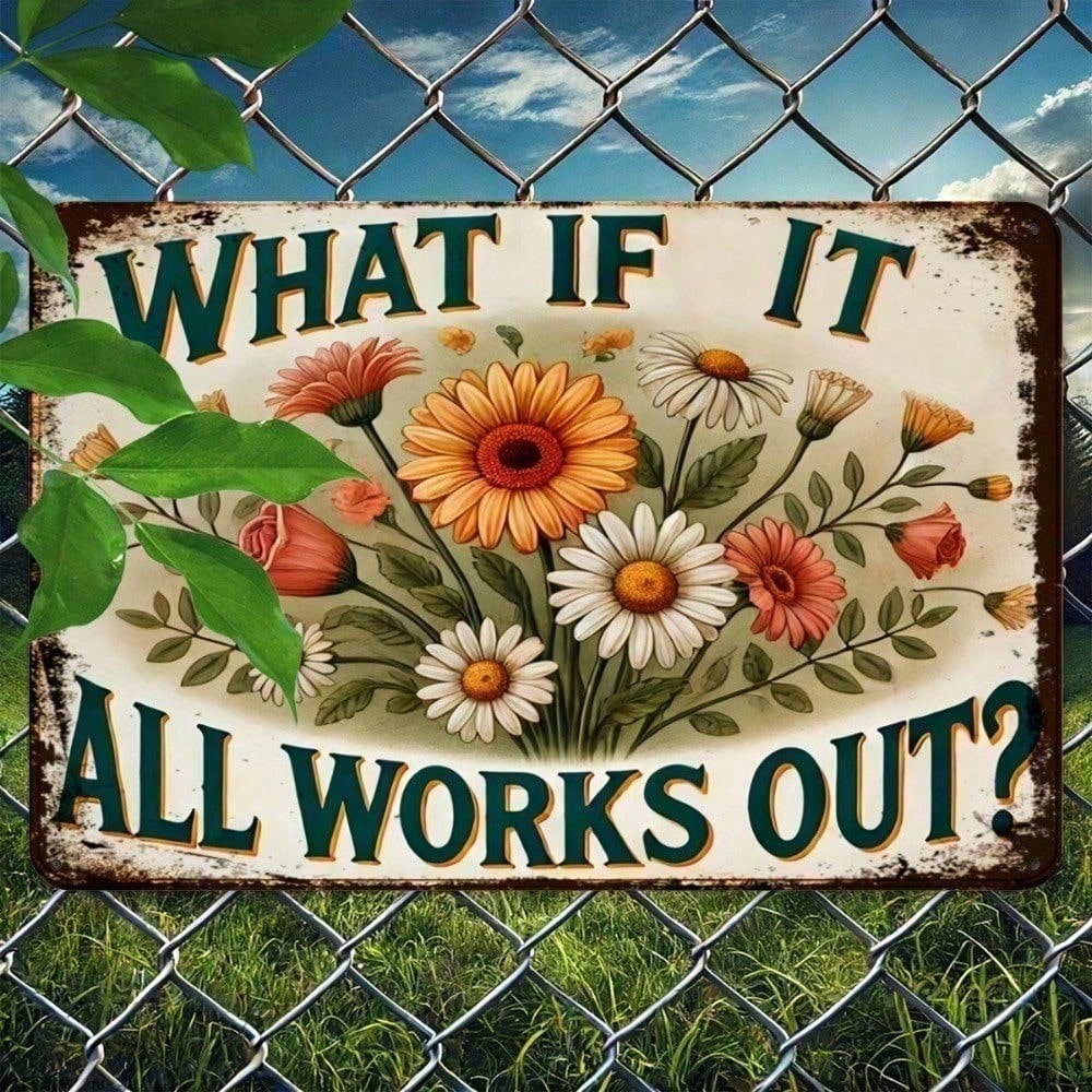 Vintage Floral Metal Tin Sign  - Home Office What Is It ulasan dan harga