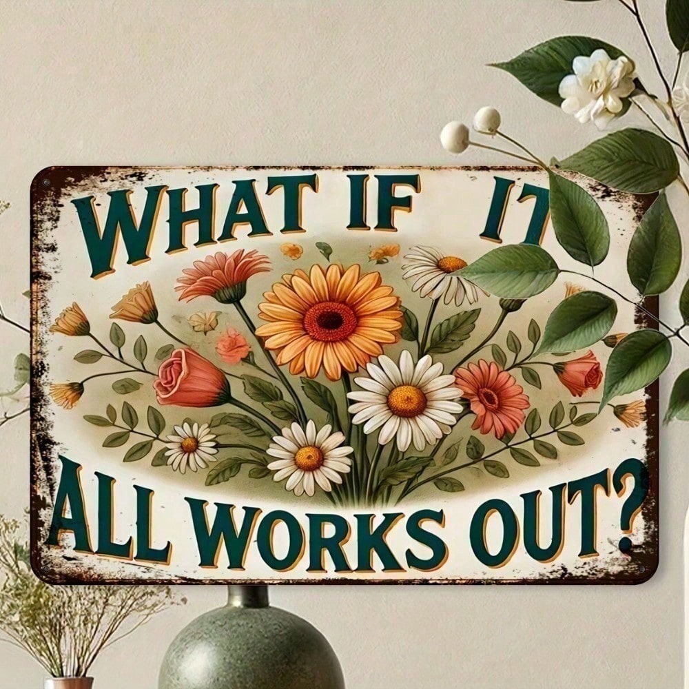 Vintage Floral Metal Tin Sign  - Home Office What Is It ulasan dan harga