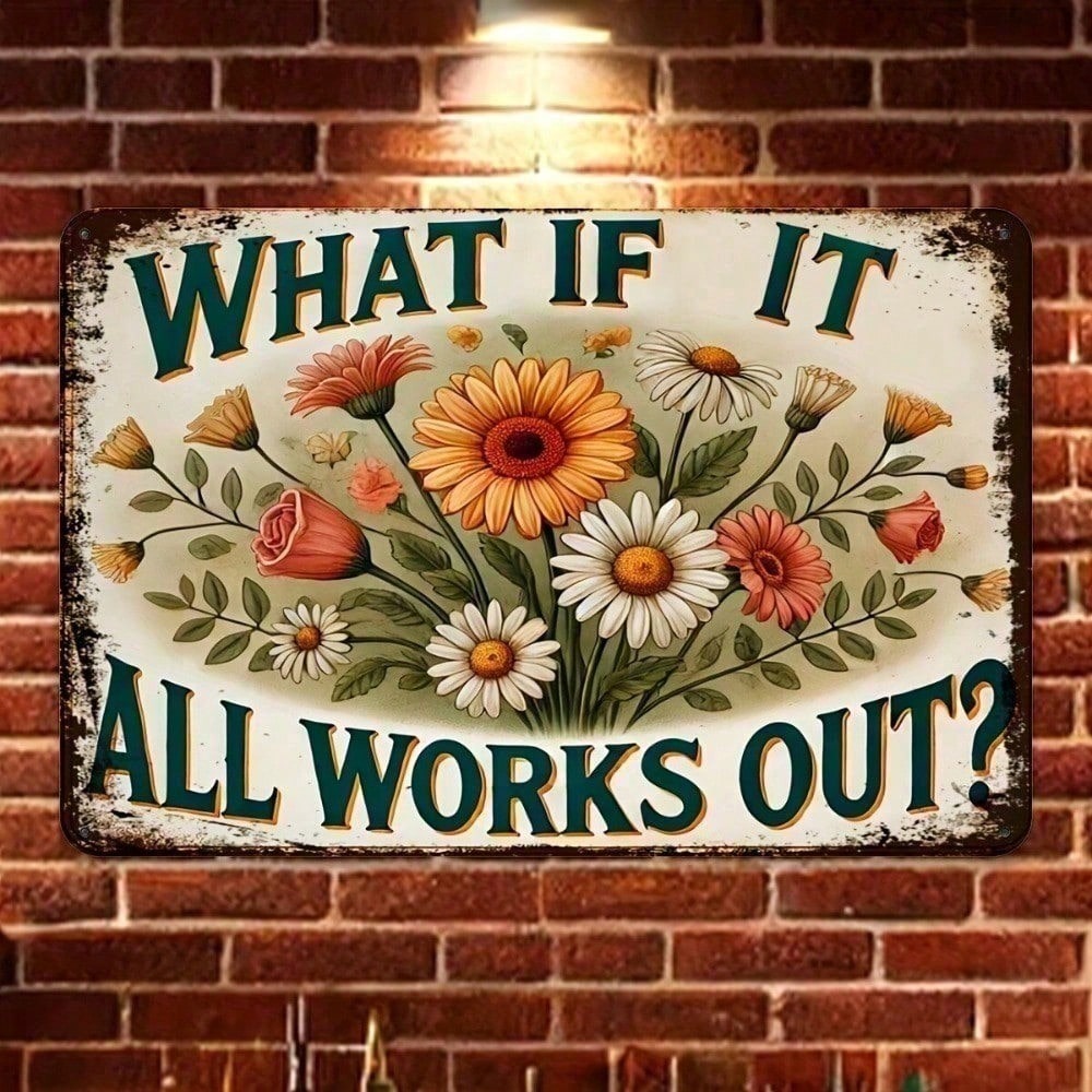 Vintage Floral Metal Tin Sign  - Home Office What Is It ulasan dan harga